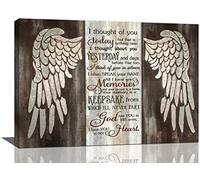 Angel Wings Wall Art Rustic Memories Picture Wall Decor Angel Wings I Thought of You Today Painting Print Framed Artwork Ready to Hang 40.64cm x 60.96cm