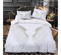 Angel_wings_white Quilt Cover 3D Design Printed Super Soft 3 Pcs Bedding Set Zipper spiritual_symbol_style Duvet Cover Ultra Soft Durable for Kids Adults Women Teens Youth Boys Double（200x200cm）