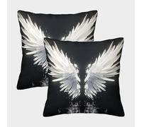 Angel_wings_white-spiritual_art_style Pillow Covers 2 Pack Cozy Pillowcase Available All Seasons Cushion Cover with Invisible Zipper Decorative for Couch Livingroom 50x50cm