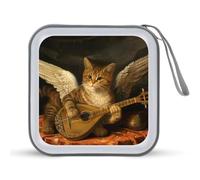 Angel with A Lute Cat Kitten Whimsical CD Case Portable DVD Storage Small CD Holder Organizer for Home Travel