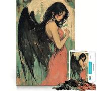 Angel with Black Wings 1000 Piece Jigsaws for Adults Brain Sharp Game Smooth Burr Free Surface Fascinating Hobby for Idle Moments (38x52cm)