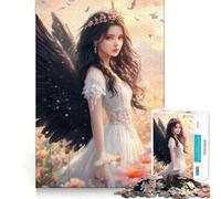 Angel with Black Wings Jigsaw Puzzle 1000 Piece Focus Boost Fun Advanced Laser Cutting Tech Travel-friendly Brain Game Gift (38x26cm)