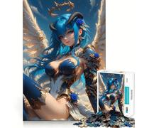 Angel with Blue Hair Jigsaws 1000 Pieces for Adults Memory Boost Game Professional Grade Cutting Heartwarming Gathering Activity (50x75cm)