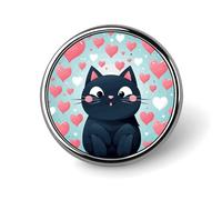 Angel with Blue Wings Lapel Pin, Lightweight Fashion Brooch Pin, Personalized Clothing Lapel Pins Accessory, Cute Heart Cat, Circular