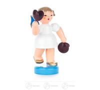 Angel with castanets standing, blue wings H=approx 5.5 cm NEW Erzgebirge