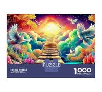 Angel with Coins 1000 Pieces Fade-resistant Printing Money Path to Sun Brain Training Puzzle Get Well Soon Gift Travel-sized Storage Minimalist Design 38x26cm/1000pcs