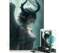 Angel with Devil Horns 1000 Jigsaw Puzzle Mental Fun Game Seamless Fit Precise Pieces Relaxing Indoor Group Activity (38x26cm)