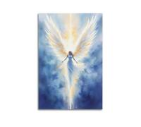Angel With Glowing Wings In Bright Sky Wall Art, Radiant Decor For Home And Living Room Artistic Wall Mural Modern Hanging Decor Poster12x18inch(30x45cm)
