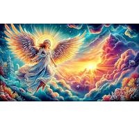 Angel with glowing wings under moonlit garden 1000 Piece Jigsaw Puzzle - Fun Present Great Gift Idea Wall Decoration for Adults 75x50/1000pcs