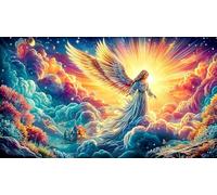 Angel with glowing wings under moonlit garden 1000 Pieces Adult Jigsaw Puzzle - Challenging Educational Game Decompression for Adults Kids 38x52/1000pcs