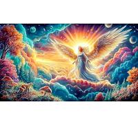 Angel with glowing wings under moonlit garden 1000 Pieces Puzzle - Fun Present Family Game Challenging Great Gift Idea for Adults 38x52/1000pcs