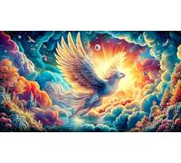 Angel with glowing wings under moonlit garden Adult Jigsaws Puzzle 1000 Pc - Educational Decompression Great Gift Idea for Adults 75x50/1000pcs