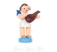 Angel With Mandolin Standing, Blue Wings H=Approx 5.5 Cm New Erzgebirge