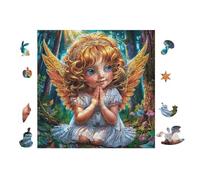 Angel with Praying Hands 100 Piece Count Jigsaw Puzzle Set For Adults Teens 14+ Concentration Training Indoor Game Family Game Night Rigid Cardboard 28x28cm