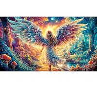 Angel with radiant wings soaring through clouds 1000 Pieces Puzzle - Fun Present Family Game Challenging Great Gift Idea for Adults 38x26/1000pcs