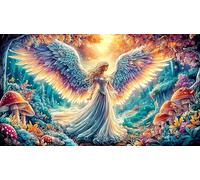 Angel with radiant wings soaring through clouds 1000 Pieces Recycled Paper Puzzle - Great Gift Idea Challenging Home Activity for Adults 38x52/1000pcs