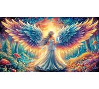 Angel with radiant wings soaring through clouds Recycled Paper Jigsaw Puzzle 1000 Pc - Educational Decompression for Adults Home 38x52/1000pcs