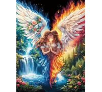 Angel with Rainbow Wings in A Waterfall 500 Piece Jigsaw Puzzle for Adults Teens Scenery Science Fiction Jigsaw After Gym Relaxation Brainteaser Puzzle for Fitness Lovers Stress 500 PCS