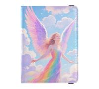 Angel with Rainbow Wings Leather Passport Holder Cover Wallet Secure Hidden Passport Wallet for Women Trip Accessories