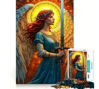 Angel with Sword And Floral Crown Jigsaw 1000 Pieces for Teenagers Mind Boost Fun Zero Gap Captivating Leisure for Cozy Indoors (38x26cm)