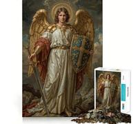 Angel with Sword And Shield Jigsaw Puzzles 1000 Pieces Focus Boost Fun Laser Cut for Flawless Fit Bonding Activity for Loved Ones (38x52cm)