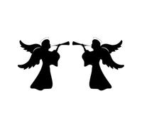 Angel with Trumpet Silhouette on Engraving Decals 34x67.9cm Easy Installation Black