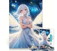 Angel with White Wings Jigsaw 1000 Pieces Memory Skill Fun Smooth Edge Perfect Interlock Fun-filled Way to Fill Empty Hours (38x52cm)