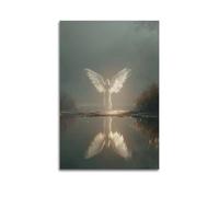 Angel With White Wings Reflected In Water Wall Art, Serene Decor For Home And Meditation Space Artistic Wall Mural Modern Hanging Decor Poster24x36inch(60x90cm)