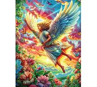 Angel with Wings in Flower Garden 500 Piece Premium Jigsaw Puzzle For Men Educational Decompression Adults Anxiety Memory Care Mothers Valentines Creativity Gift Giving 500 PCS