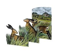 Angela Harding Concertina 3D Greeting Card with Envelope (Hares and Open Fields)