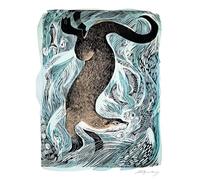 Angela Harding Fishing Otter Blank Greeting Card with Envelope