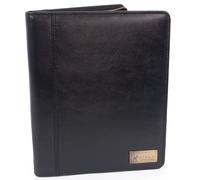 Catwalk Collection Handbags - Women's Leather A5 Conference Folder - Zip Travel Document Holder - Fits Tablet and Business Cards - Angela - Black