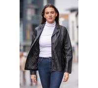 'Angela' Leather Blazer Jacket Ashwood Leather Black 10