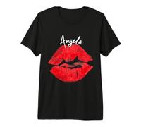 Angela Red Lips Personalized First Name Premium T-Shirt