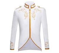 Angelaicos Unisex Military Blazers Prince Coats Drummer Parade Punk Officer Fitted Jackets, White, S