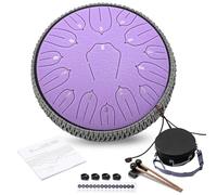 ANGELBECKE Steel Tongue Drum - 13 Inch 15 Notes C-key Handpan Drum Percussion Instruments with Music Book for Musical Education Entertainment Meditation Concert Mind Healing Yoga Zen (Lavender)