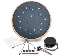 ANGELBECKE Steel Tongue Drum 13 Inch 15 Notes,Rain Drum for Outside Panda Drum with Bag Sticks Music Book Handpan Drum Musical Education Entertainment Meditation Yoga Zen Gifts (Navy Blue)
