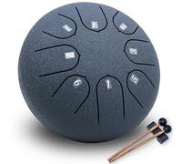 ANGELBECKE Steel Tongue Drum 6 Inch 8 Notes,Rain Drum for Outside Panda Drum with Bag Sticks Music Book Handpan Drum Musical Education Entertainment Meditation Yoga Zen Gifts (Navy Blue)