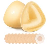 ANGELEMM Sticky Push Up Bra Inserts - Double Sided Sticky Bra Boobspush Up Pads, Women's Adhesive Push Up Bras, Reusable Silicone Stick on Bra Inserts for Swimsuit Sport Bra, Cup A Beige