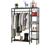 angelfanmily Heavy Duty Metal Clothes Rail, FreeStanding Garment Coat Rack with 4 Storage Shelves, Multifunctional Clothes Racks for Hanging Clothes,Suitable for Home Bedroom- 90/120/150CM