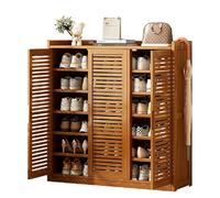 angelfanmily Shoe Cabinet, Bamboo Storage Cabinet Organizer with 2/3/4 Open Compartment, Modern 7-Tier Shoe Rack with Adjustable Shelves, Freestanding Shoes Rack Organizer for Hallway Entryway