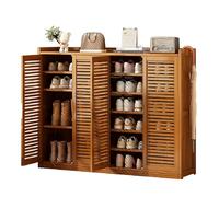 angelfanmily Shoe Cabinet, Bamboo Storage Cabinet Organizer with 2/3/4 Open Compartment, Modern 7-Tier Shoe Rack with Adjustable Shelves, Freestanding Shoes Rack Organizer for Hallway Entryway