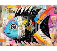 Angelfish Abstract - Premium New 1000-Piece Jigsaw Puzzle for Adults - Vibrant Artistic Marine Design - Eco-Friendly Materials - Unique Gift - from Cross & Glory - Challenging Brain Teaser