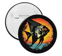 Angelfish Vintage Retro Distressed Sunset Aquarium Angelfish Brooch Pins Personalized Tinplate Badges Cute Lapel Pin Party Decorations 20PCS