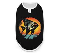 Angelfish Vintage Retro Distressed Sunset Aquarium Angelfish Dog Shirts Sleeveless T-Shirt Pet Tank Top Soft Summer Vests Clothes for Dogs And Cat M