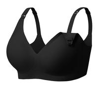 Angelhood 3 Pack Nursing Bras for Breastfeeding Seamless Pregnancy Maternity Bra Wireless Sleep Bralette with Extenders, Black, L