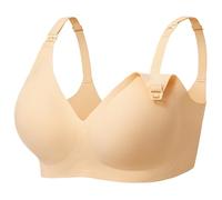 Angelhood 3 Pack Nursing Bras for Breastfeeding Seamless Pregnancy Maternity Bra Wireless Sleep Bralette with Extenders, Beige, M