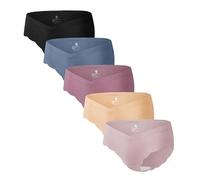 Angelhood 5 Pack Maternity Underwear Seamless, Pregnancy Postpartum Panties Wave Edge No Show Bikini Under Bump, Multicoloured a, XXL