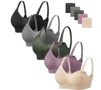 Angelhood 5 Pack Multicoloured G/M Seamless Wireless Nursing & Maternity Bra, Full Coverage, High Support, Wire Free, U-Back, Solid Color, 5 Count, Hand Wash Only