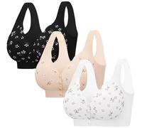 Angelhood Daisy Seamless Front Closure Jelly Bras for Women No Underwire, Black/Beige/White, XXL